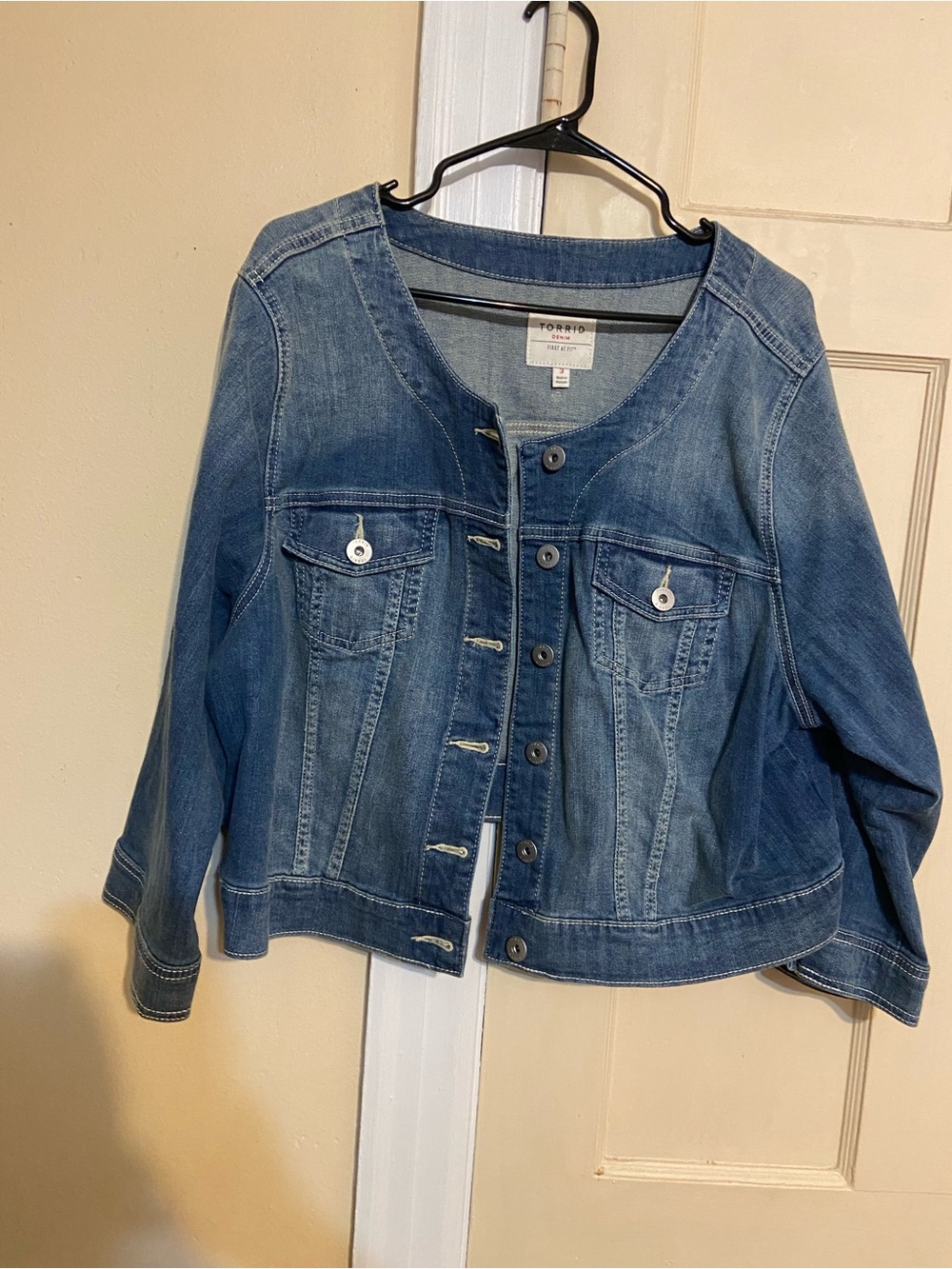 torrid Medium Wash Blue Denim Jacket with Button Front